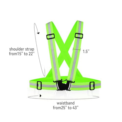 Tenalleys 2 Pack Reflective Vest Running Gear Adjustable High Visibility Reflective Running Safety Vest for Women Men Night Cycling,Hiking, Jogging,Dog Walking - color: Green