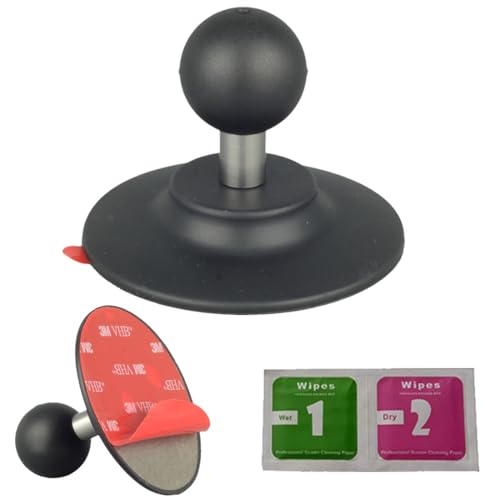 Flex Adhesive Ball Base with B Size 1" Ball Compatible with RAM Mounts Double Socket Arm 1 inch Ball Adhesive Mount Adapter for Motorcycle/Car Phone Holder, Car Dashboards, Flat and Curved
