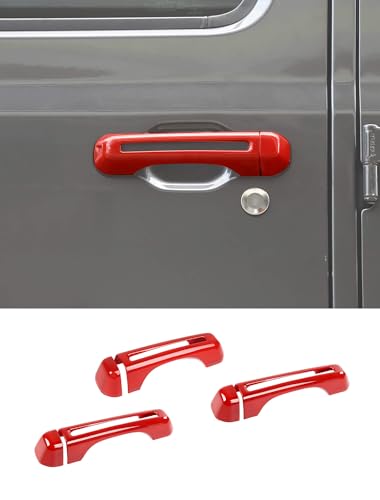 Savadicar 3-Piece Red Door Handle Cover Trim Kit for Jeep Wrangler JL JLU 4xe & Gladiator JT 2018-Present – Exterior Handle Cap Accent Accessories - color: Red, size: Front & Tailgate, style: Hollow