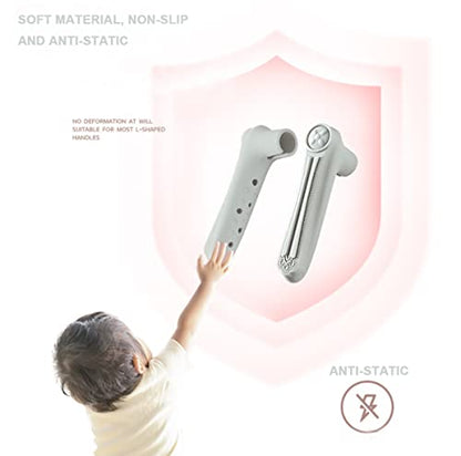 Door Levers Handle Cover, 2 PCS Anti-Collision Anti Static Electricity Door Handle Silicone Protective Cover for Children protectoin (Grey) - color: Grey