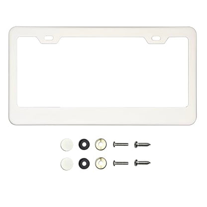 T304 Stainless Steel License Plate Frame – 8K Mirror Polish Finish, Rust-Resistant, Slim Design, Universal Fit, Includes Screw Caps, Washers & Stainless Steel Screws (White) - color: White