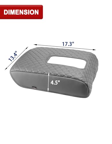 KBH Center Console Armrest Cover for Toyota Tundra 2014-2021, Vinyl Leather Arm Rest Cover for Car, Durable Middle Console Lid Covering, Middle-Cut - size: Toyota Tundra 2014-2021, Gray