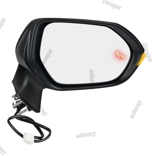 Passenger Side Mirror Assembly Compatible with Toyota Corolla 2020-2025 Heated with Turn Signal, Blind Spot Monitor, Power Adjustable Replace TO1321395, 8791012F90 Black (7Pin Right) - style: 7pin Right