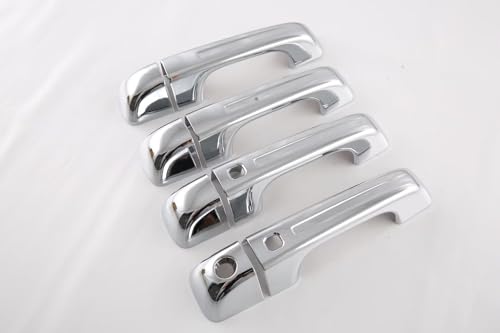 ERIDANUS Auto Accessories Fit for Dodge RAM 1500 2024 2023 2022 Side Door Handle Bowl Frame Cover Trim (Chrome Silver with Smart Key Hole) ABS 8PCS - color: Chrome Silver With Smart Key Hole