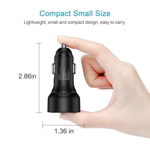 Multi 3 Ports Fast Car Charger Adapter 12V Auto Vehicle Plug - USB C & USB A Quick Charging - Cigarette Lighter Cell Phone Automobile Charger for iPhone 17 Pro Max Air 17e 16e 16 15, Samsung S26