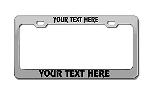 Personalized Metal Stainless Steel License Plate Frame Auto Tag (Chrome-Vinyl) - color: Chrome-Vinyl