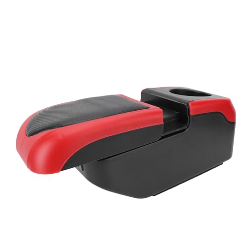 Acouto Car Armrest Box with 6 USB Charging Ports - Double Layer Console for SUV, Truck, and Car (Red) - color: Red
