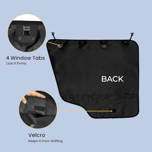 Dog Car Door Protector - Universal Fit for SUV/Sedan/Truck, Waterproof 600D Oxford Cloth Car Door Covers for Pet, Protects Vehicle Doors from Scratching, Drool & Dirt (Black)
