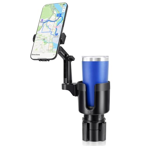 2-in-1 Cup Holder Cell Phone Holder,Adjustable 360° Rotation Universal Phone Holder Fits 4.0-7.0" Devices, Compatible with 12-40 oz Bottles