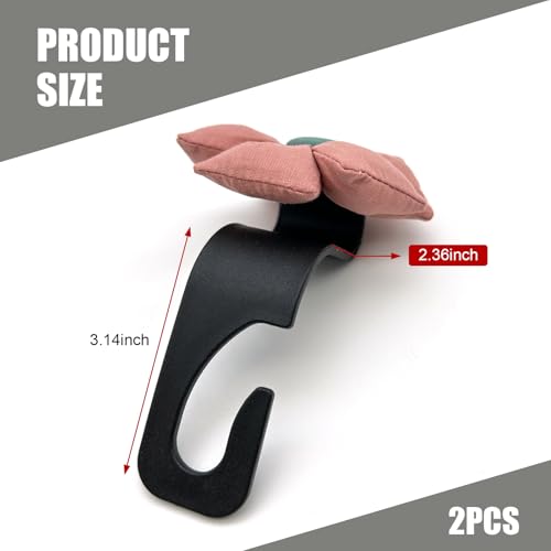 2 PCS Cute Flower Car Seat Headrest Hooks, Multifunctional Headrest Hanger, Universal Automotive Storage Organizer for Handbags Purses (Red) - color: Red