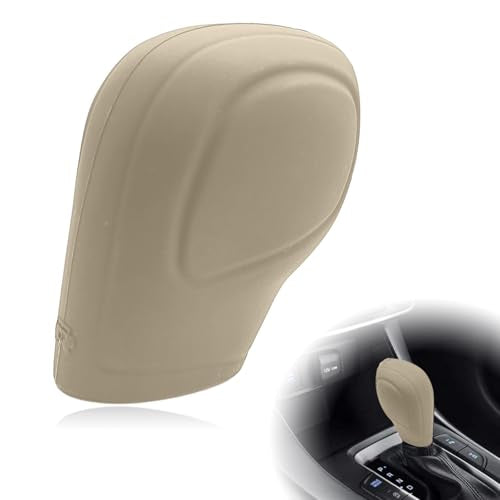 Automotive Universal Silicone Car Gear Shift Knob Cover, Anti-Slip Protector Comfortable Handle Cover, for Automatic Shift Interior Accessories Fit Most Cars (Black/Apricot/Grey) - color: Beige