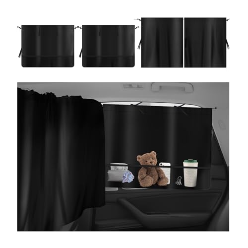 2PCS Rear Car Window Shades+1PC Car Privacy Curtains Kit,Upgraded Window Shade for Cars with 3 Mesh Storage Pockets,Summer Essentials Insulated Windows Cars Shades for Most Vehicle (Storage Pockets) - color: Storage Pockets