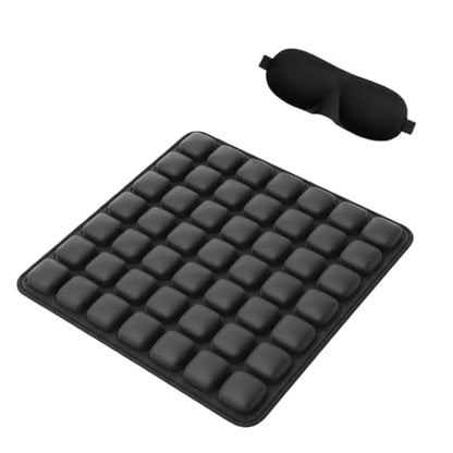 Inflatable Airplane Seat Cushion, Press to Inflate No Pump Required, Portable Travel Seat Pad for Office Chair Car Wheelchair, Coccyx & Tailbone Pain Relief Cushion with 3D Eye Mask (49 Air Cells)