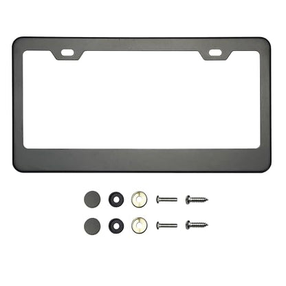 T304 Stainless Steel License Plate Frame – 8K Mirror Polish Finish, Rust-Resistant, Slim Design, Universal Fit, Includes Screw Caps, Washers & Stainless Steel Screws (Matte Black) - color: Matte Black