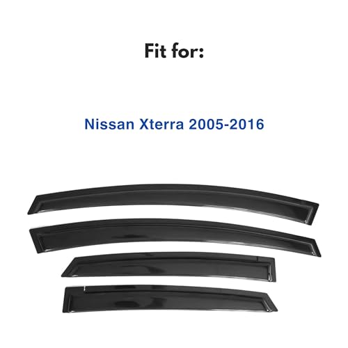 IG Window Visors Fit for 2005-2016 Nissan Xterra, Out-Channel Rain Guards Vent Wind Deflectors 4PC, Car Accessories for 05-16 Xterra - size: 2005-2016 Xterra