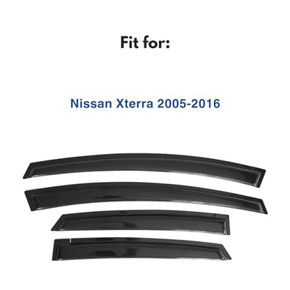 IG Window Visors Fit for 2005-2016 Nissan Xterra, Out-Channel Rain Guards Vent Wind Deflectors 4PC, Car Accessories for 05-16 Xterra - size: 2005-2016 Xterra