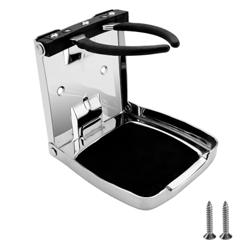 Folding Boat Cup Holder,304 Stainless Steel Cup Holder Adjustable with Shockproof & Silent Design,Universal for Car/Boat/RV/Yacht/Truck - color: 1 Pack