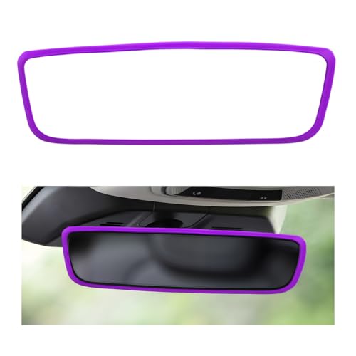 Rear View Mirror Protector Frame, Rearview Mirror Edge Protective Cover Car Interior Decoration, Silicone Auto Rearview Mirrors Trim Compatible with Model 3 Y for Women Men (Purple) - color: Purple