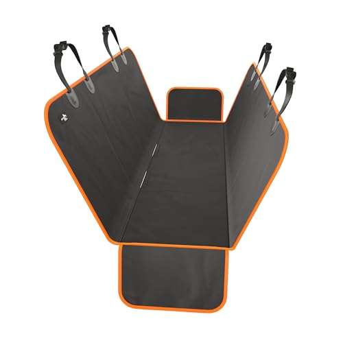 Active Pets Waterproof Hammock Standard Car Seat Cover, Fits Sedans Hatchbacks Crossovers Coupes Compact Vehicles, Secure Convertible Travel Bed Protects Backseat Cargo from Dogs, Black w/Orange Trim - color: Orange, size: Standard