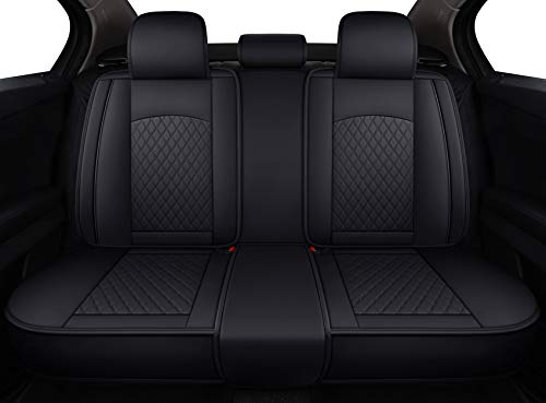 Aierxuan Leather Universal Car Seat Covers Split Bench 40/60 for Corolla Civic Hyundai Elantra Sentra Acura Altima Highlander Optima Mazda Chevy Ford Jeep(Rear Seat/Black) - color: Rear Seat/Black