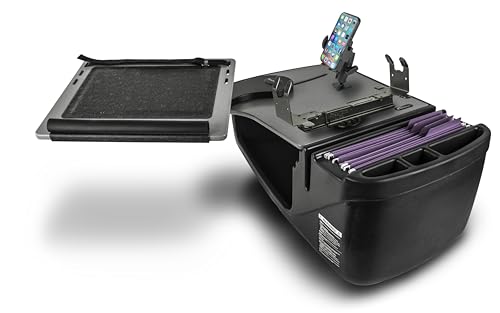 AutoExec Reach Car Desk for Your Vehicle Workstation and Mobile Office, Front Seat, with 400 watt Power Inverter, Printer Stand and Phone Mount - color: Grey, style: 400 watt Power Inverter, Printer Stand and Phone Mount
