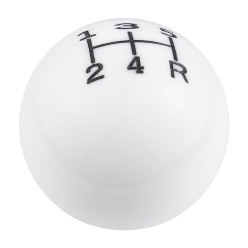 Abfer Ball Shift Knob 5 Speed Round Gear Stick Shifter Knobs Car Shifting Lever Handle Transmission Fit for Most Automatic Manual Vehicles (White) - color: White