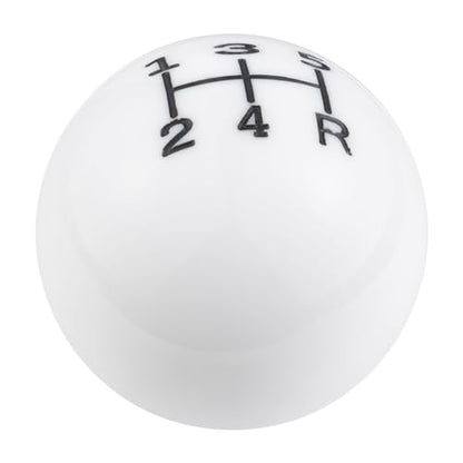 Abfer Ball Shift Knob 5 Speed Round Gear Stick Shifter Knobs Car Shifting Lever Handle Transmission Fit for Most Automatic Manual Vehicles (White) - color: White