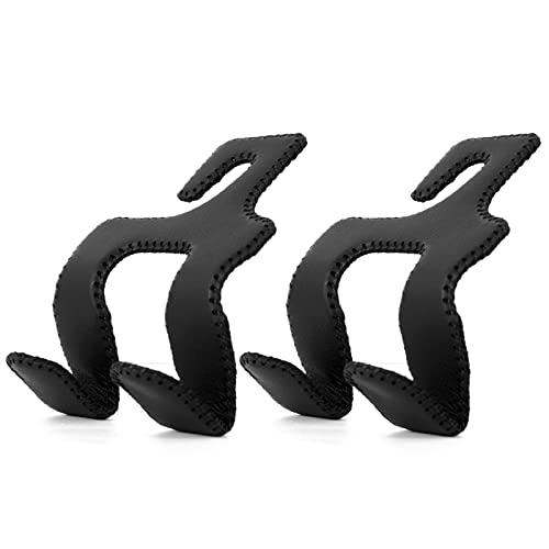 AMVOYOA 【2021 Upgraded】 Car Purse Hook, 2 in 1 Car Seat Headrest Hooks Durable Hanger Storage Holder Leather Organizer for Hanging Grocery Bags, 2 Pack, Black - color: Black, size: 2 Pack