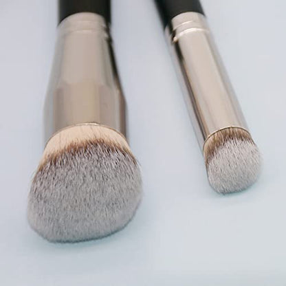 Makeup Brushes DPOLLA Pro Foundation Brush and Flawless Concealer Brush Perfect for Any Look Premium Luxe Hair Contour Brush Perfect for Blending Liquid,Buffing,Cream,Sculpting,Mineral Makeup - color: Black