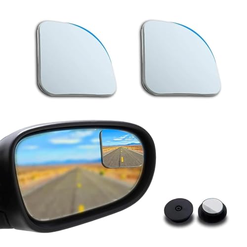 2 PCS Car Blind Spot Mirrors, Fan-shaped Wide Angle HD Convex Glass, 360 Degrees Rotatable Frameless Side Rear View Mirror, Assisted Reversing Accessory for Most Vehicles (White)