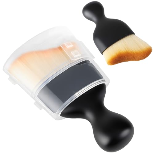 Car Detailing Brush, Soft Bristle Cleaning Brush, Scratch-Free Auto Duster Tool for Dashboard, Air Vents, Leather & Interior Cleaning (Black&Brown with Cap) - color: Black&brown With Cap