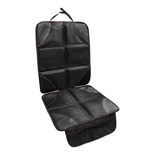 Car Seat Protection Pad, Waterproof 600D Fabric Auto Seat Cover with Thick Padding & Storage Pockets, Anti-Slip Large Protective Cover Mat for Most Vehicle Front Seats (Black & Red) - color: Black & Red