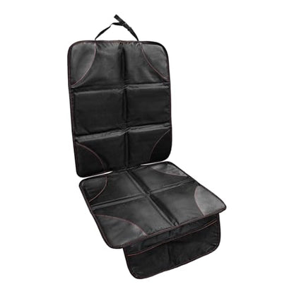 Car Seat Protection Pad, Waterproof 600D Fabric Auto Seat Cover with Thick Padding & Storage Pockets, Anti-Slip Large Protective Cover Mat for Most Vehicle Front Seats (Black & Red) - color: Black & Red