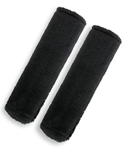 BELINOUS Faux Sheepskin Seat Belt Cover, Soft & Comfortable Seat Belt Shoulder Pad, Thick Car Seat Belt Cushion, Seat Belt Neck Protector for Kids Adults 2 Pack (Black) - color: Black, size: 2 Pack
