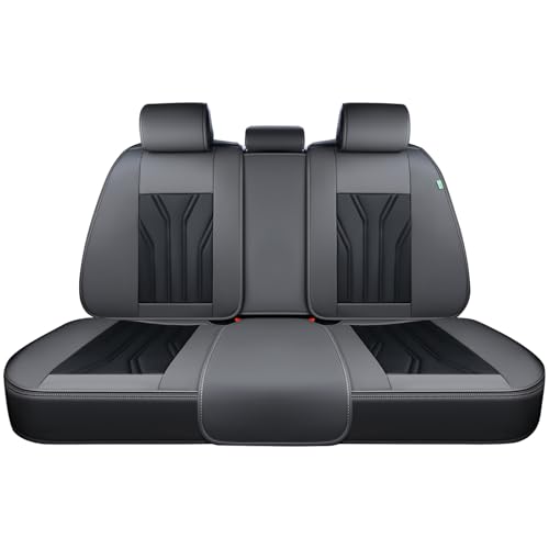FLORICH Rear Seat Covers Leather Car Seat Covers Waterproof Back Seat Cover Automotive Seat Covers Universal Seat Cushion Protector for Most Cars Trucks SUV-Gray&Black - color: Gray&Black, size: Rear Seat Cover