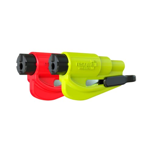 resqme The Original Compact Emergency Keychain Car Escape Tool, Seatbelt Cutter and Window Breaker, Made in USA, Pack of 2 - color: Yellow, Red, size: Standard