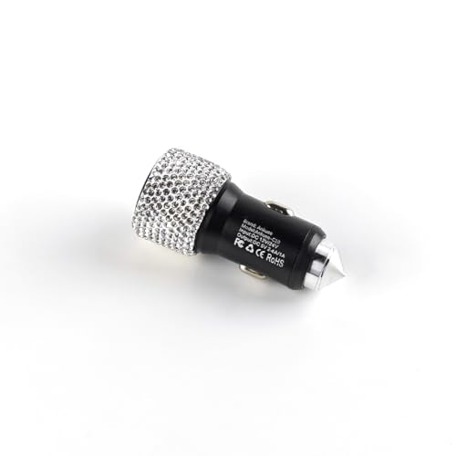 Ankuee Bling Dual USB Car Charger Adapter, 5V/2.4A Crystal Rhinestones Auto Fast Charging Plug, Diamond Vehicle Interior Recharger Decorations Accessories, Universal for SUV Sedan Truck (White) - color: White