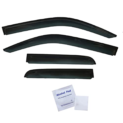 2019-2026 Tape-On Rain Guards for Dodge RAM 1500 Quad cab only Side Window Visor Deflectors Durable Tinted Shades 2019 2020 2021 2022 2023 2024 2025 - size: For Dodge RAM 1500 Quad 2019-2026