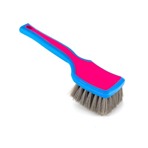 Detail Factory - ProGrip Tire Brush - Ergonomic ProGrip Handle, Stiff Synthetic Bristles, Ergonomic Design, Clean Your Tires with Ease - Octane Underglow - color: Pink/Blue, size: Standard
