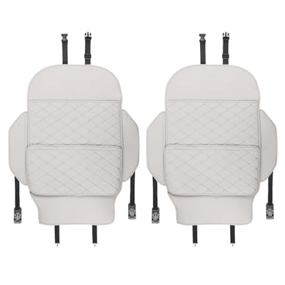 TAIKOO Seat Back Protector + Large Capacity Pocket Storage Organizer,Preventing the Impact of Children Stepping on the Seat Backrest (Cream White) - color: Cream White