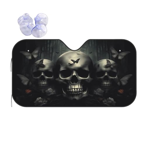 Skull Car Sun Shade Windshield Sunshade Foldable Front Window Shield Cover for Truck SUV - color: Blue11