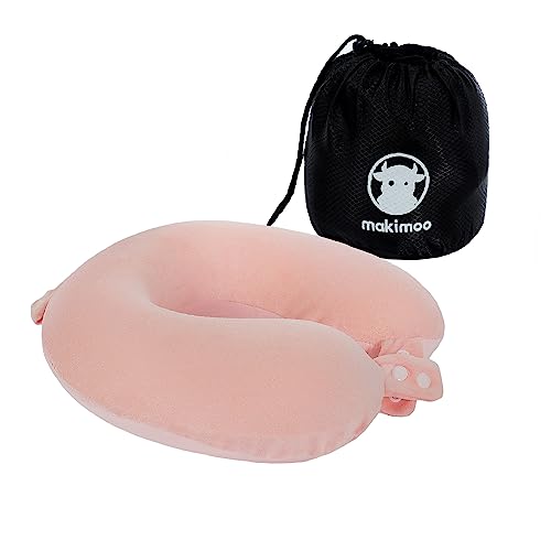 Travel Neck Pillow, Top Memory Foam Pillow for Head Support, Ideal for Airplanes, Cars, and Home Recliners, Adjustable and Soft (Pink) - color: Pink