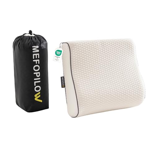 Memory Foam Travel Pillow with Washable Cover & Carry Bag – Compact, Soft & Breathable Neck Pillow for Airplane, Camping & Car (White- Without Spare Cover, 13.8x11.8x3.9/3.1 inches) - color: White- Without Spare Cover, size: 13.8x11.8x3.9/3.1 inches