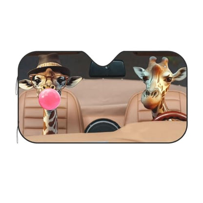 Funny Giraffe Car Sun Shade Windshield Sunshade Foldable Front Window Shield Cover for Truck SUV - color: Blue3