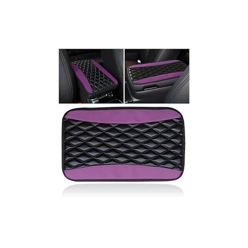 Auto Center Console Pad, Universal Waterproof Armrest Seat Box Cover, Car Interior Accessories, Leather Auto Armrest Cover Protector for Most Vehicle, SUV, Truck (Purple) - color: Purple