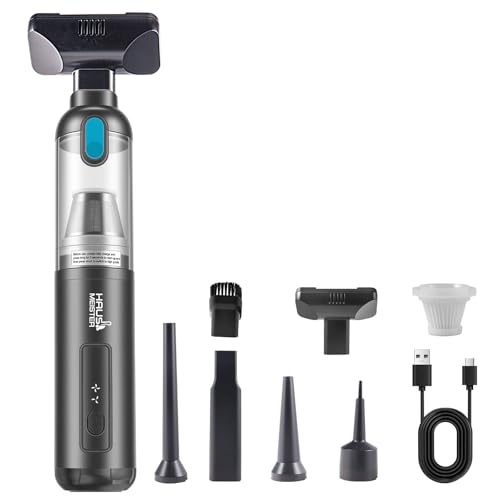 HAUSMEISTER Airflex Go Cordless Car Vacuum 16000Pa, 4-in-1 Handheld Vacuum with Air Duster & Inflator, Portable Mini Vac for Car Detailing, Pet Hair, Keyboard Cleaning (Black) - color: Black