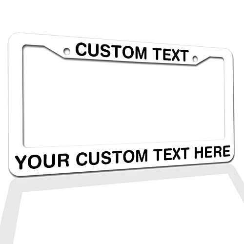 Any Text License Frames - Your Custom Message Plate Frame Custom Personalized Name Monogram Logo License Plate Frame Custom Funny License Plate Holder - Black - color: white, size: One frame