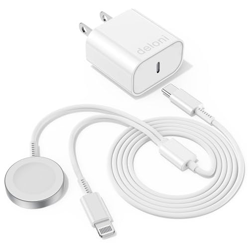 Upgraded USB C Charger for Apple Watch, 2 in 1 Phone and iWatch Magnetic Fast Charging Cable 6FT with USB-C Wall Charger, Compatible with Apple Watch Series 10/9/8/7/6/SE/5/4, for iPhone 14/13/12 - color: white, size: 6FT 2 in 1 (Watch+L)
