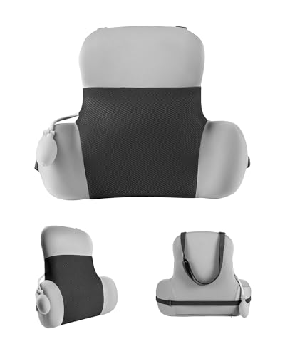 BEBAS Adjustable Air Lumbar Support Pillow for Office Chair, Car & Gaming Chair Memory Foam Back Support for Pain Relief & Posture Correction with Washable Cover, Grey