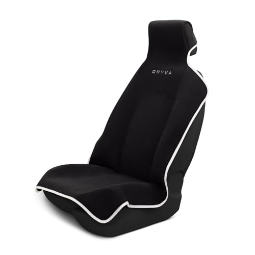 DryvaSeat - Premium Microfiber Towel Car Seat Cover - Waterproof & Sweatproof - Universal Fit, Machine Washable, Non-Slip - Seat Protector for Car, Truck, SUV, Van (Black, 1 Pack) - color: Black, size: 1 Pack
